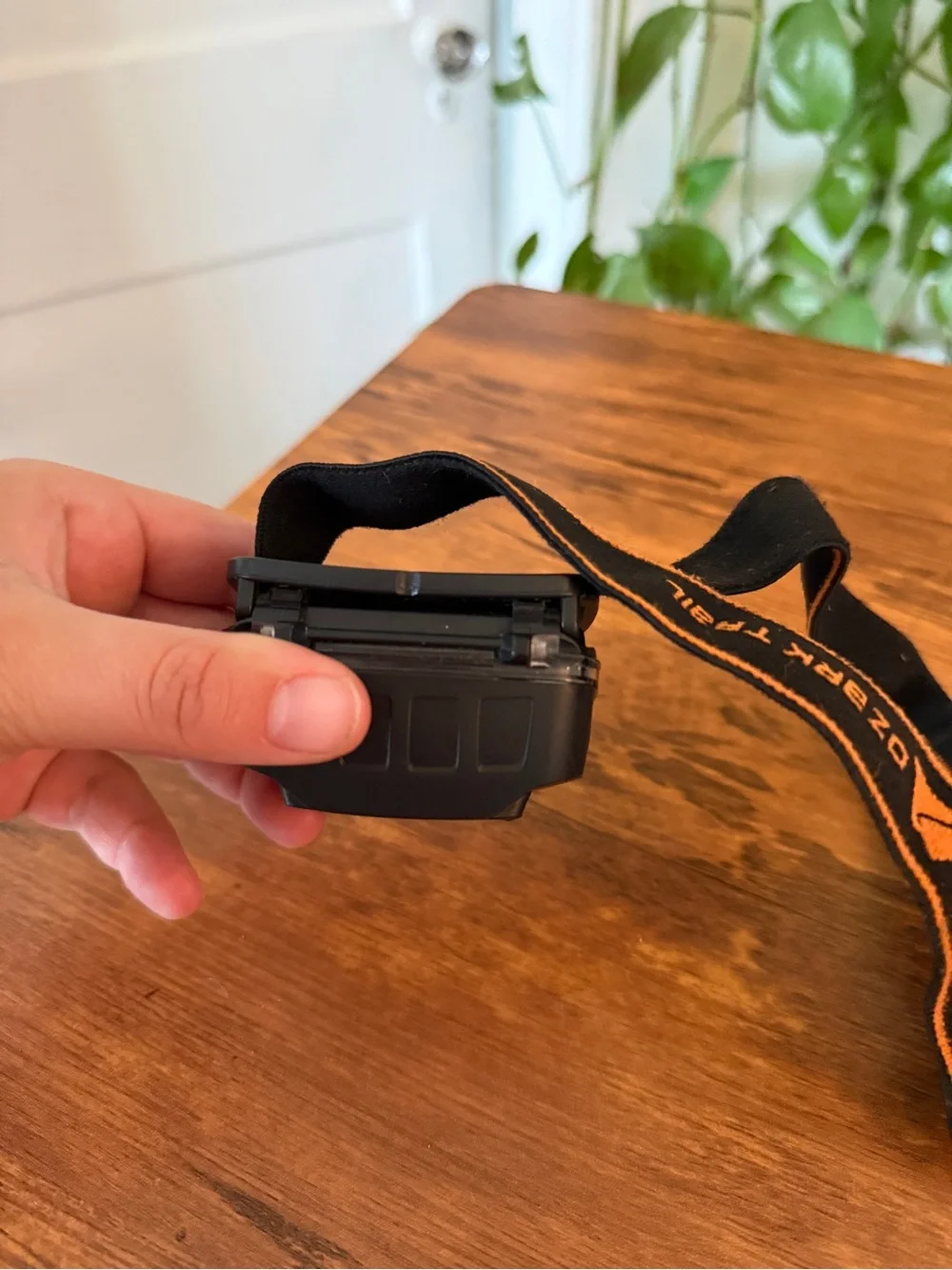 Ozark Trail Black and Orange Headlamp with Elastic Strap